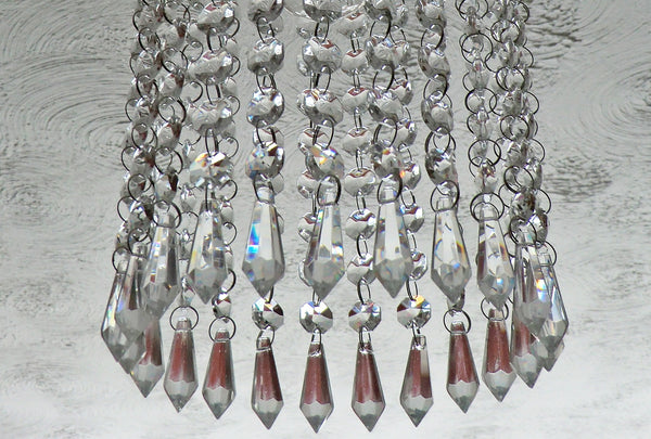 1 Chain Strand Clear Glass Torpedo 10 inch Chandelier Drops Crystals Beads Garland 3