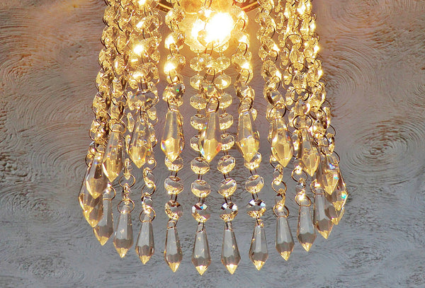 1 Chain Strand Clear Glass Torpedo 10 inch Chandelier Drops Crystals Beads Garland 7