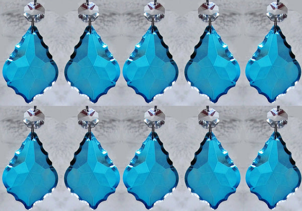 12 Teal Blue Leaf 50 mm 2" Chandelier Crystals Drops Beads Droplets Christmas Decorations - Seear Lights