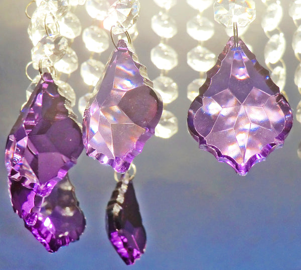Purple Cut Glass Leaf 50 mm 2" Chandelier Crystals Drops Beads Droplets Light Lamp Parts 9