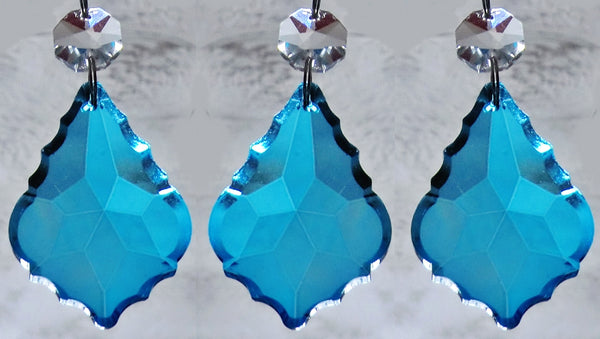 Teal Blue Cut Glass Leaf 50 mm 2" Chandelier Crystals Drops Beads Droplets Light Lamp Parts 7