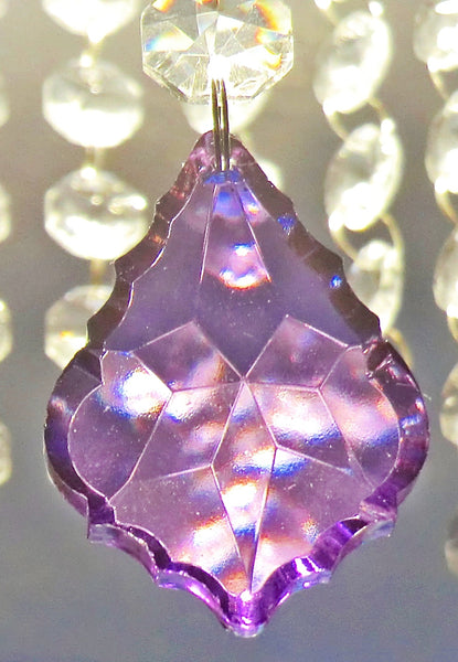 Purple Cut Glass Leaf 50 mm 2" Chandelier Crystals Drops Beads Droplets Light Lamp Parts 2