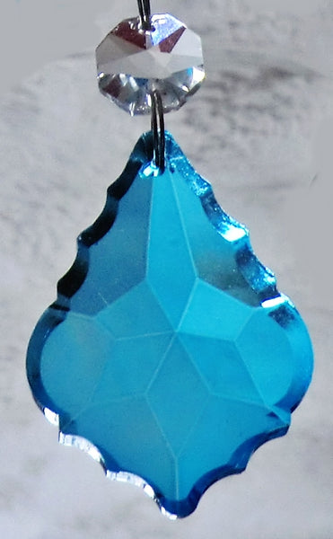 Teal Blue Cut Glass Leaf 50 mm 2" Chandelier Crystals Drops Beads Droplets Light Lamp Parts 3