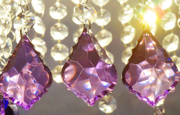 Purple Cut Glass Leaf 50 mm 2" Chandelier Crystals Drops Beads Droplets Light Lamp Parts 5