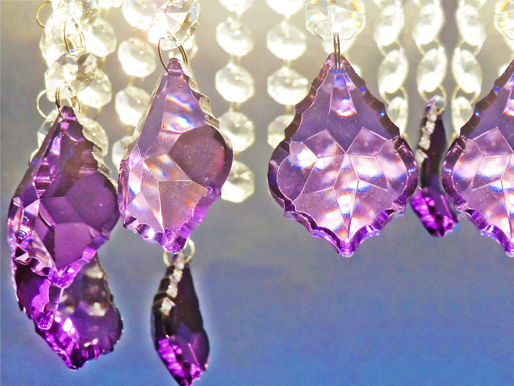12 Purple Leaf 50 mm 2" Chandelier Crystals Drops Beads Droplets Christmas Wedding Decorations 1