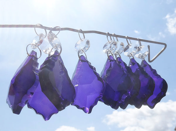 Purple Cut Glass Leaf 50 mm 2" Chandelier Crystals Drops Beads Droplets Light Lamp Parts 11