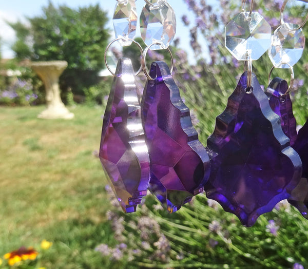 Purple Cut Glass Leaf 50 mm 2" Chandelier Crystals Drops Beads Droplets Light Lamp Parts 7