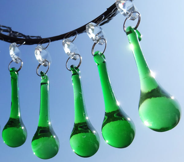 Emerald Green Cut Glass Orbs 53 mm 2" Chandelier Crystals Droplets Beads Drops 4