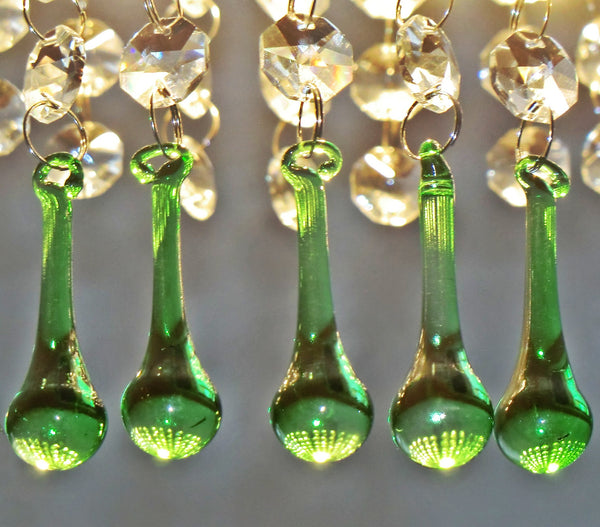 Emerald Green Cut Glass Orbs 53 mm 2" Chandelier Crystals Droplets Beads Drops 3