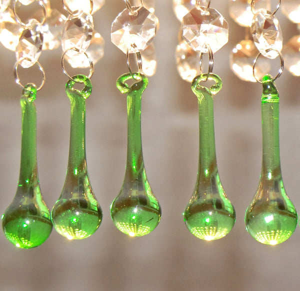 Emerald Green Cut Glass Orbs 53 mm 2" Chandelier Crystals Droplets Beads Drops 6