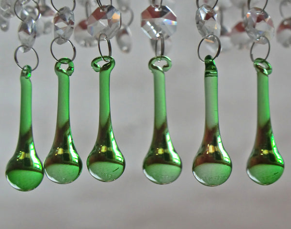 Emerald Green Cut Glass Orbs 53 mm 2" Chandelier Crystals Droplets Beads Drops 12