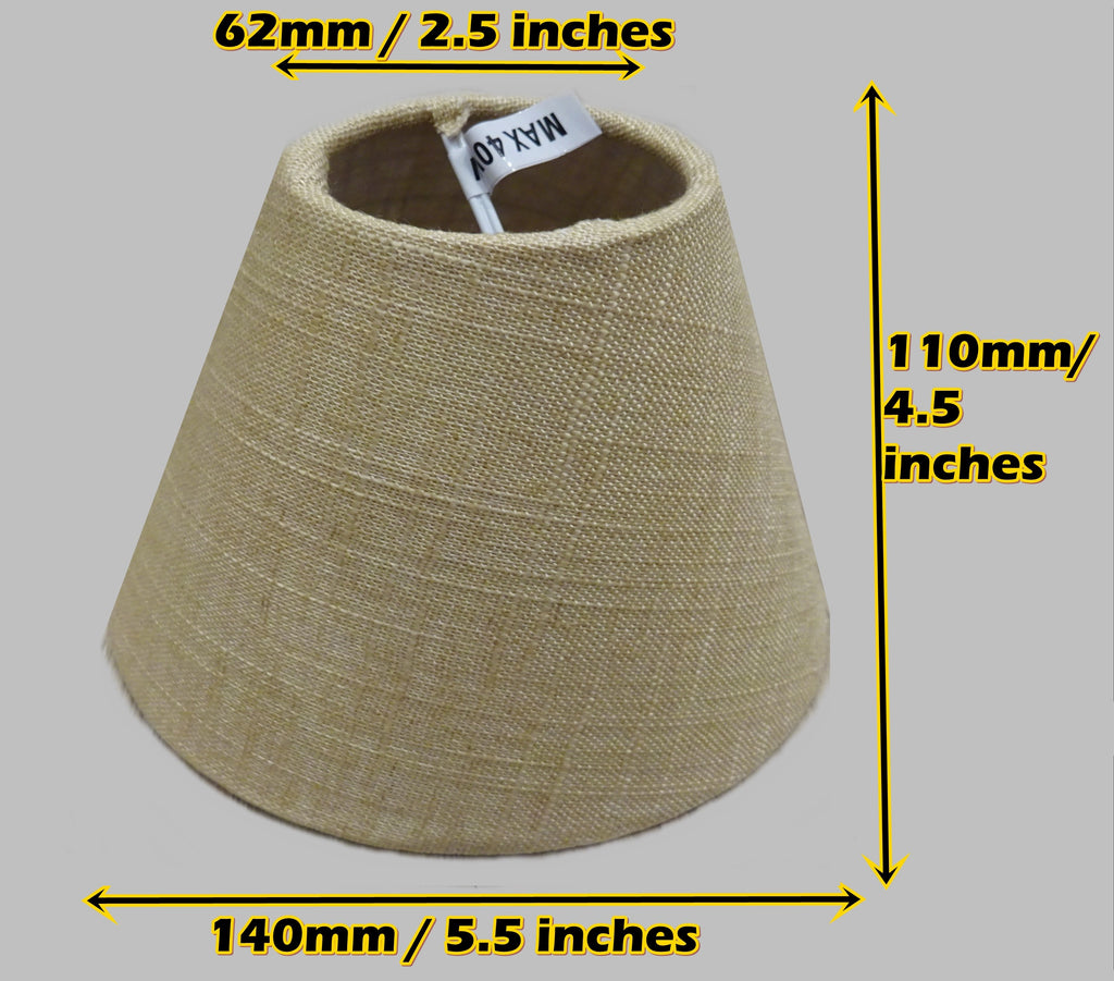 Biscuit Hessian Linen Clip On Candle Lampshade 5.5" Chandelier Pendant Light Shade 2