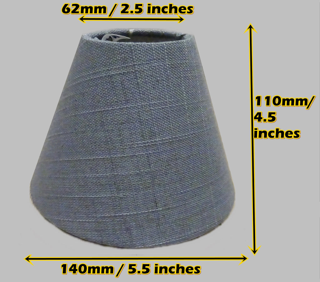 Grey Hessian Linen Clip On Candle Lampshade 5.5" Chandelier Pendant Light Shade 2