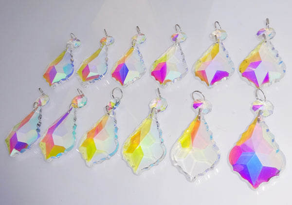 12 Aurora Borealis Leaf 50 mm 2" Chandelier Crystals Drops Beads Droplets Christmas Wedding Decorations 11