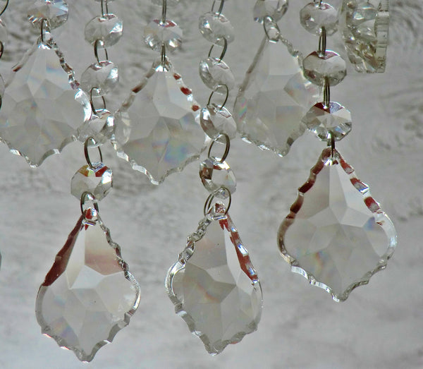 1 Chain Strand Clear Glass Leaf 10.8 inch Chandelier Drops Crystals Beads Garland 5