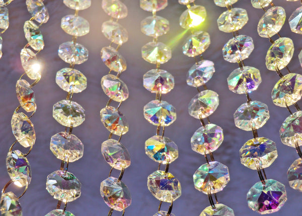 Aurora Borealis 14mm Octagon AB Iridescent Chandelier Droplets Glass Crystals Garlands Beads 9