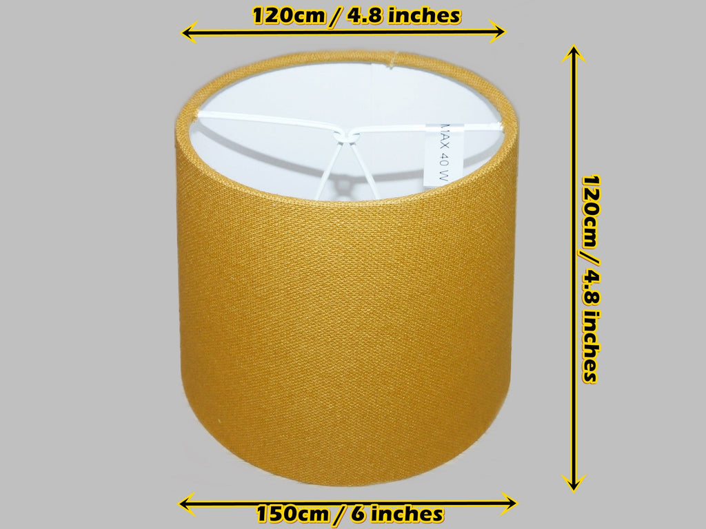 Mustard Gold Hessian Linen Clip On Candle Drum Lampshade 6" Chandelier Pendant Shade 1