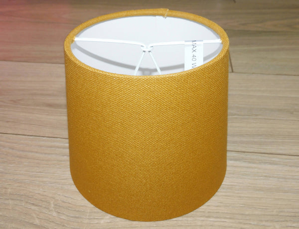 Mustard Gold Hessian Linen Clip On Candle Drum Lampshade 6" Chandelier Pendant Shade 7