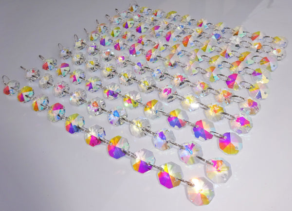 Aurora Borealis 14mm Octagon AB Iridescent Chandelier Droplets Glass Crystals Garlands Beads 8