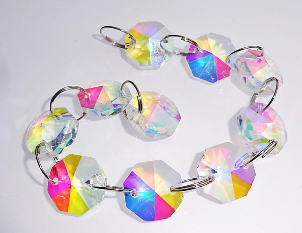 Aurora Borealis 14mm Octagon AB Iridescent Chandelier Droplets Glass Crystals Garlands Beads 7