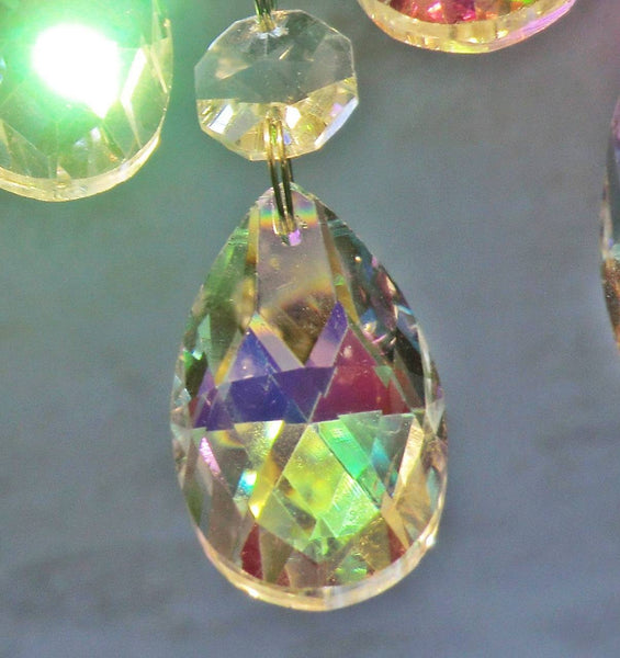 12 Aurora Borealis AB Oval 37mm 1.5" Chandelier Crystals Drops Beads Droplets Christmas Decorations 3