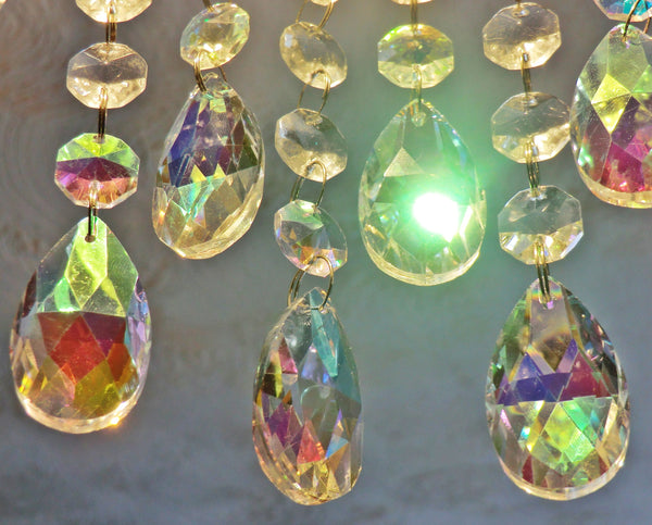 12 Aurora Borealis AB Oval 37mm 1.5" Chandelier Crystals Drops Beads Droplets Christmas Decorations 8