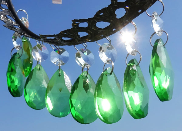 12 Emerald Green Oval 37 mm 1.5" Chandelier Crystals Drops Beads Droplets Christmas Wedding Decorations 4
