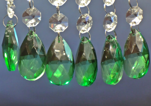 12 Emerald Green Oval 37 mm 1.5" Chandelier Crystals Drops Beads Droplets Christmas Wedding Decorations 8