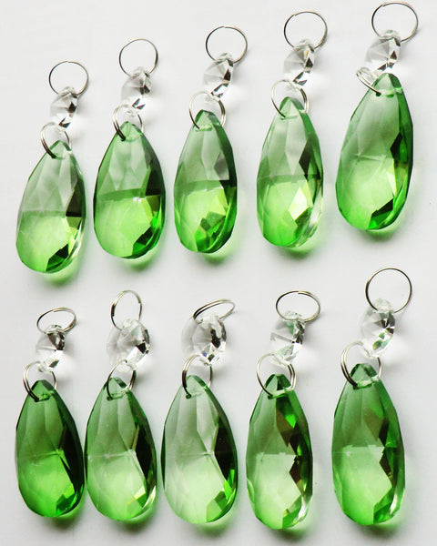 Emerald Green Cut Glass Oval 37 mm 1.5" Chandelier Crystals Drops Beads Droplets 11