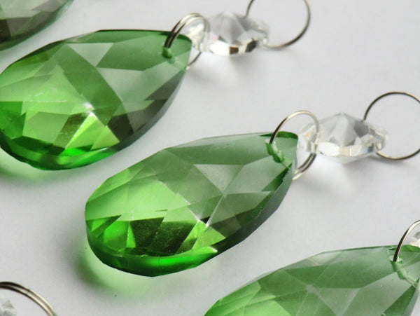 Emerald Green Cut Glass Oval 37 mm 1.5" Chandelier Crystals Drops Beads Droplets 5