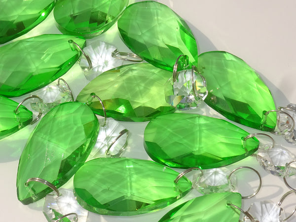 12 Emerald Green Oval 37 mm 1.5" Chandelier Crystals Drops Beads Droplets Christmas Wedding Decorations 5