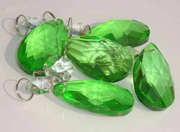 Emerald Green Cut Glass Oval 37 mm 1.5" Chandelier Crystals Drops Beads Droplets 6