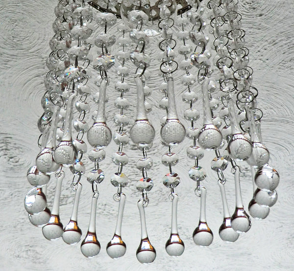 1 Chain Strand Clear Glass Teardrop Orb 11" Chandelier Drops Crystals Beads Garland 12