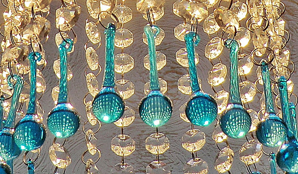 Teal Blue Cut Glass Orbs 53 mm 2" Chandelier Crystals Droplets Beads Drops Lamp Light Parts 8