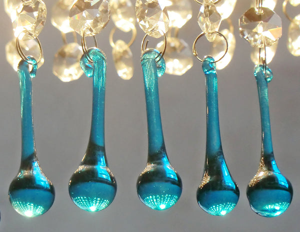 Teal Blue Cut Glass Orbs 53 mm 2" Chandelier Crystals Droplets Beads Drops Lamp Light Parts 5