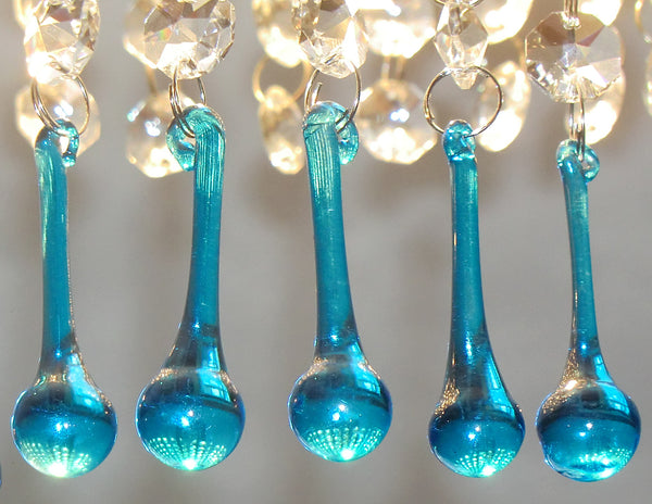 12 Teal Blue Orbs 53 mm 2" Chandelier Crystals Droplets Beads Drops Christmas Decorations 11