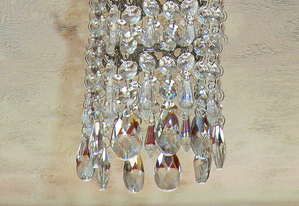 1 Chain Strand Clear Glass Oval Almond 10.8 inch Chandelier Drops Crystals Beads Garland 7