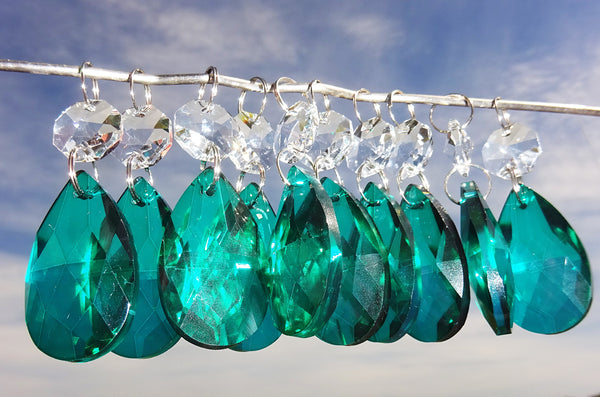Peacock Green Cut Glass Oval 37 mm 1.5" Chandelier Crystals Drops Beads Droplets Light Part 6