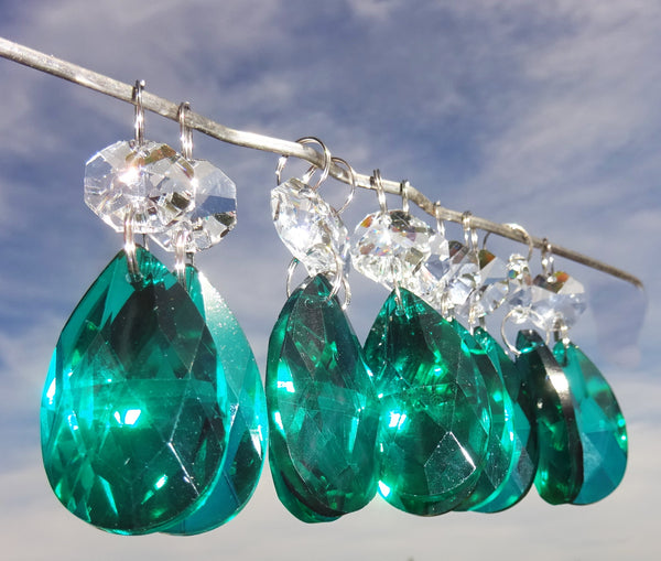 Peacock Green Cut Glass Oval 37 mm 1.5" Chandelier Crystals Drops Beads Droplets Light Part 8