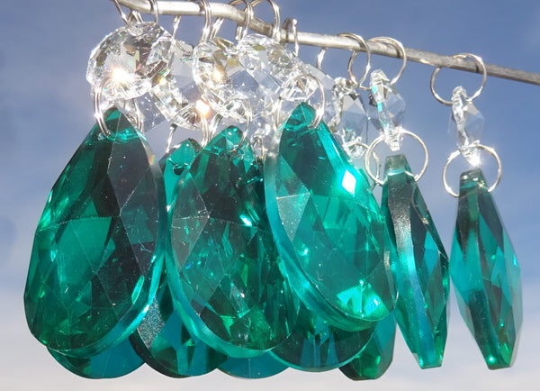 12 Peacock Green Oval 37 mm 1.5" Chandelier Crystals Drops Beads Droplets Christmas Decorations - Seear Lights
