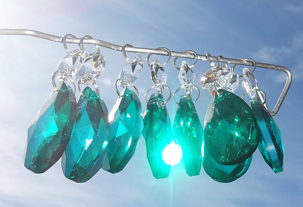 Peacock Green Cut Glass Oval 37 mm 1.5" Chandelier Crystals Drops Beads Droplets Light Part 10