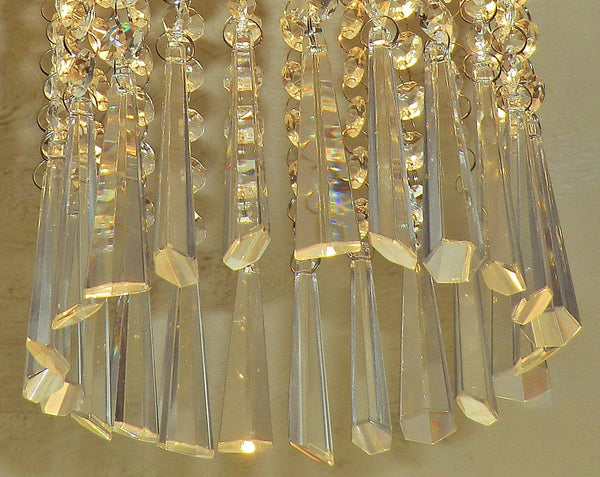 1 Clear Cut Glass Icicles 72 mm 3" Chandelier Crystals Drops Beads Droplets Transparent - Seear Lights