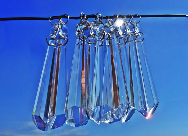 12 Clear Icicles 72mm 3" Chandelier Crystals Drops Beads Droplets Garden Window Decorations 3