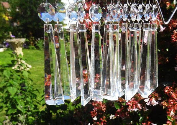 12 Clear Icicles 72mm 3" Chandelier Crystals Drops Beads Droplets Garden Window Decorations 9