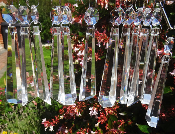 12 Clear Icicles 72mm 3" Chandelier Crystals Drops Beads Droplets Garden Window Decorations 12