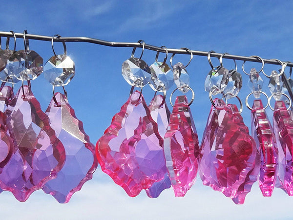 12 Rose Pink Leaf 50 mm 2" Chandelier Crystals Drops Beads Droplets Christmas Wedding Decorations 1