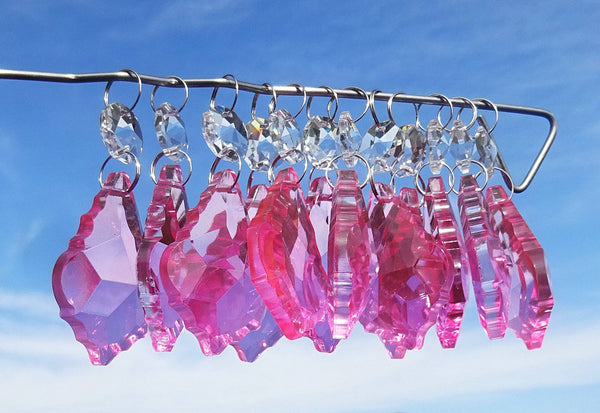 Rose Pink Cut Glass Leaf 50 mm 2" Chandelier Crystals Drops Beads Droplets Light Lamp Part 12