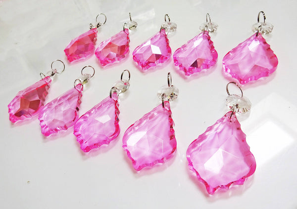 Rose Pink Cut Glass Leaf 50 mm 2" Chandelier Crystals Drops Beads Droplets Light Lamp Part 6