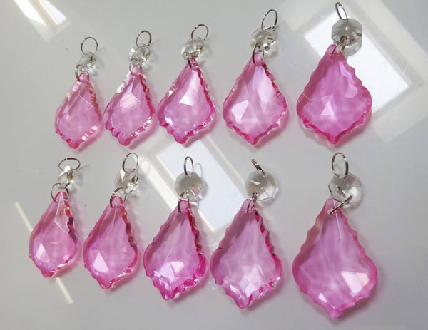 Rose Pink Cut Glass Leaf 50 mm 2" Chandelier Crystals Drops Beads Droplets Light Lamp Part 10