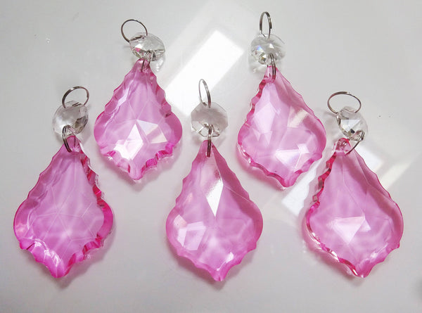 Rose Pink Cut Glass Leaf 50 mm 2" Chandelier Crystals Drops Beads Droplets Light Lamp Part 4